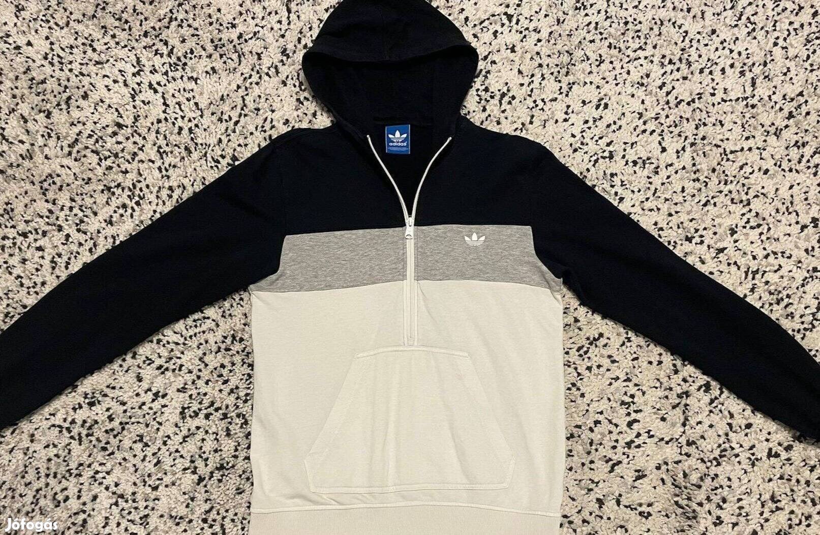 Eredeti Adidas Originals férfi cipzáras kapucnis felső pamut hoody - S