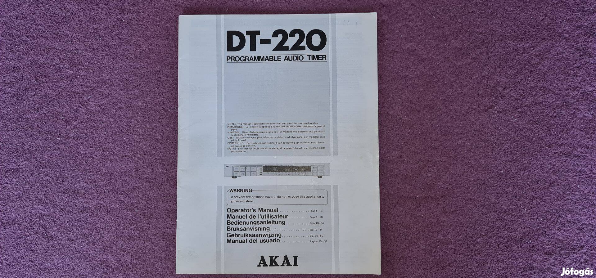 Eredeti Akai DT-220 használati útmutató Manual Original