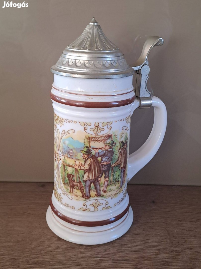 Eredeti BMF nyugat-német söröskorsó ón fedéllel