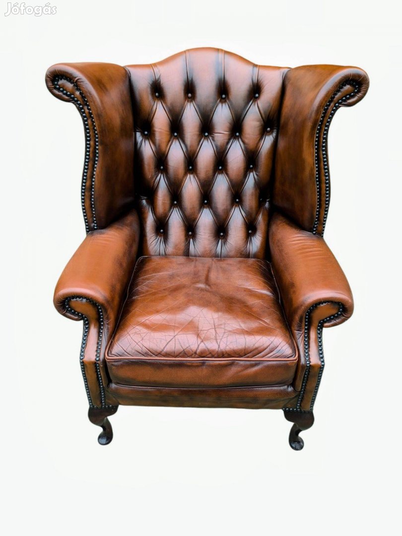 Eredeti Chesterfield Queen Anne füles bőr fotel 1