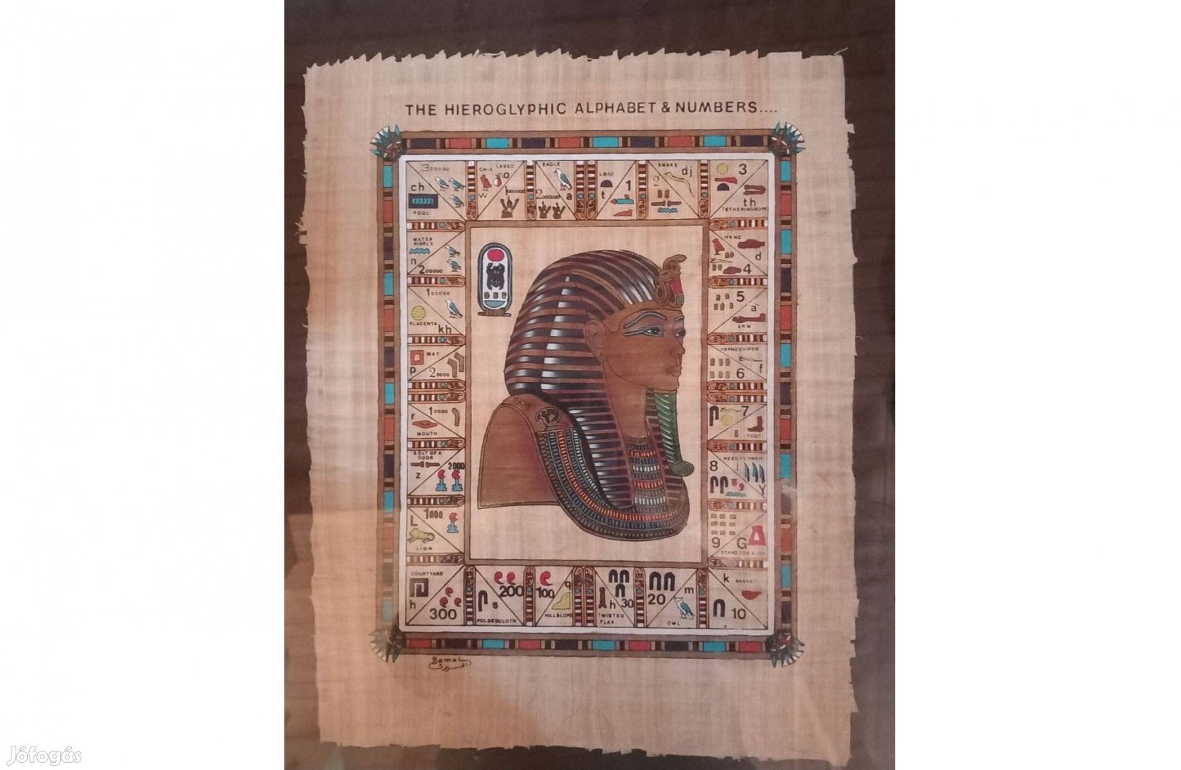 Eredeti Egyiptomi papirusz kép 43 x 34 cm - Új