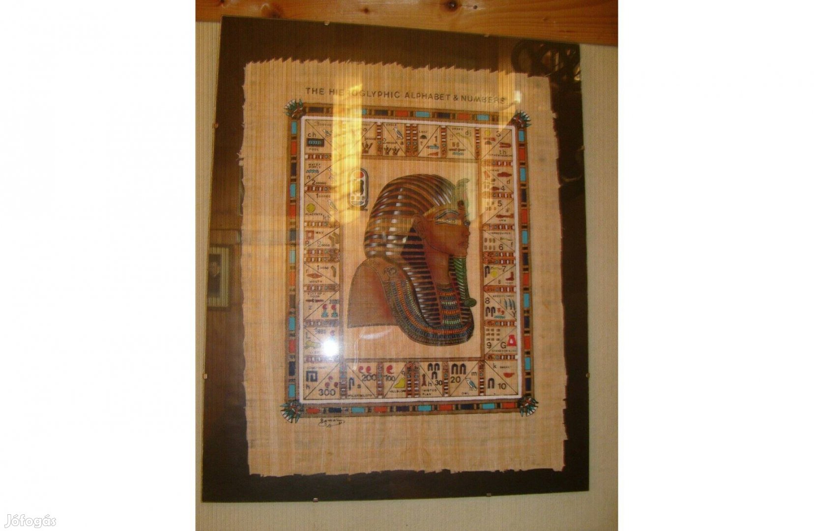 Eredeti Egyiptomi papirusz kép kerettel 43 x 34 cm - Új
