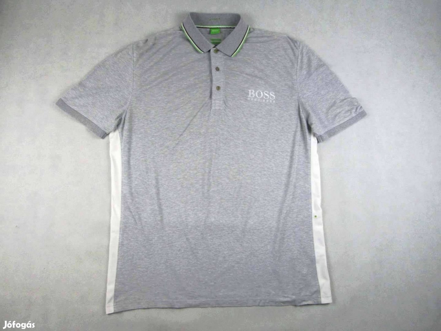 Eredeti Hugo BOSS 2XL 3XL Rövid Ujjú Férfi Szürke Galléros