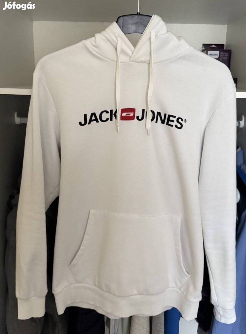 Eredeti Jack & Jones kapucnis pulóver fehér L-es méret