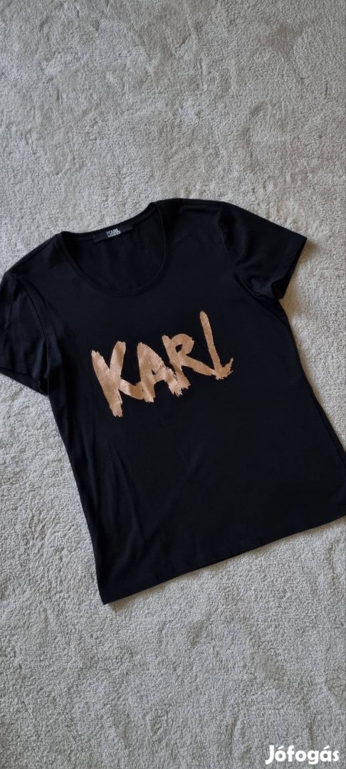 Eredeti Karl Lagerfeld póló bronz metál felirattal