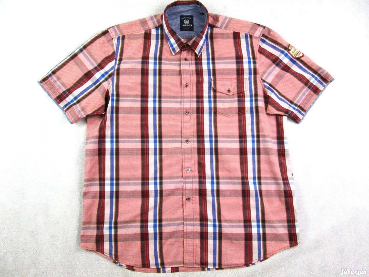 Eredeti Lerros 2XL Elegáns Sportos Kockás Rövid Ujjú Férfi