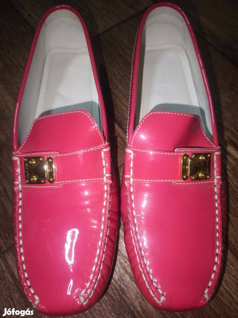 Eredeti Louis Vuitton pink lakk bőr mokaszin cipő - 39,5