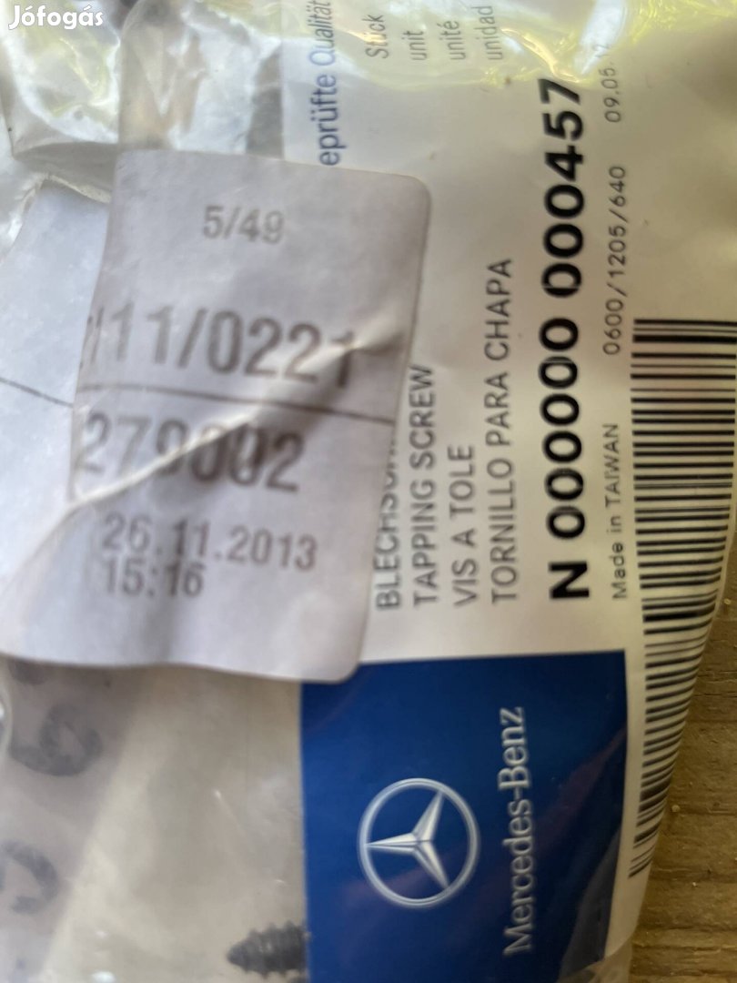 Eredeti Mercedes-Benz Gyári Önmetsző Csavar #N 000000 000457
