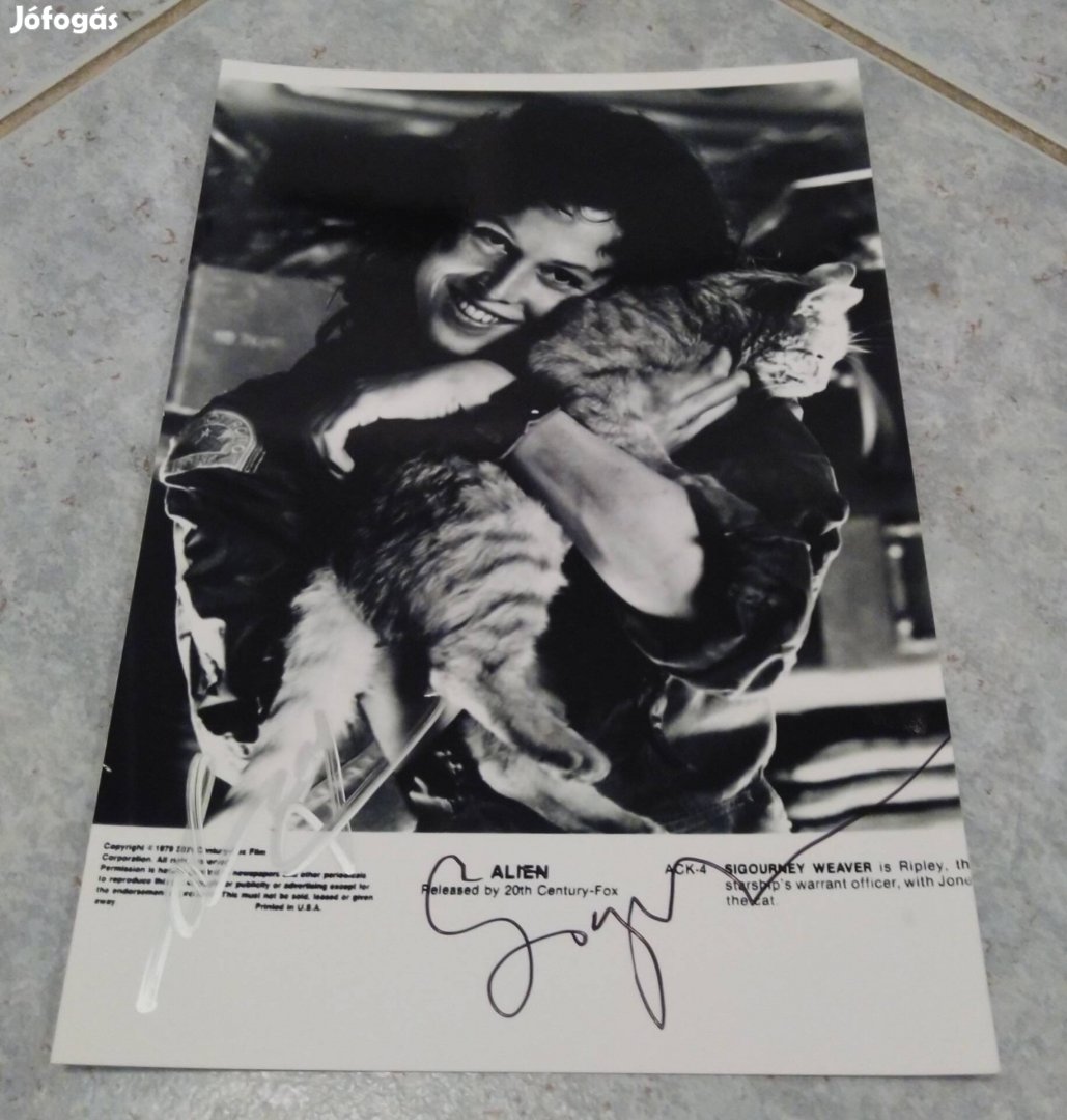 Eredeti Sigourney Weaver & Stephen Lang aláírás, dedikált fotó Alien