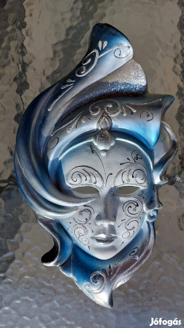 Eredeti Velencei porcelán maszk, falidísz, 36cm, farsang, karnevál