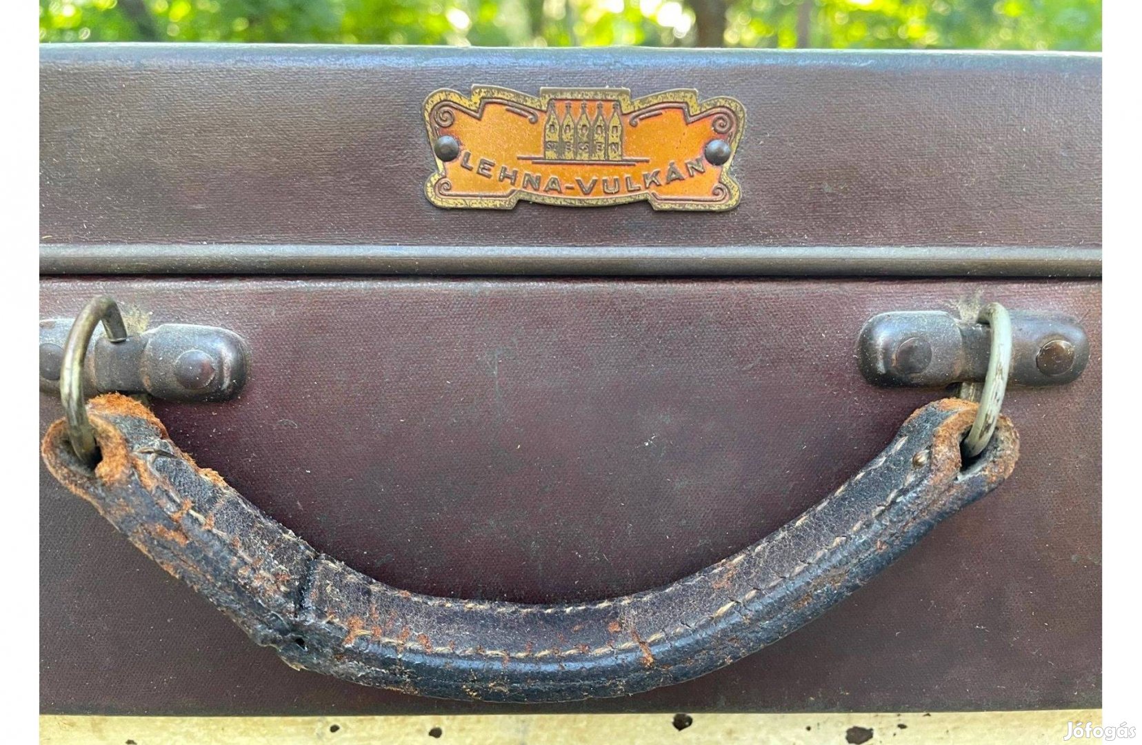 Eredeti, régi kis Bőrönd Lehna Vulkan Weissenfelsben, retro koffer