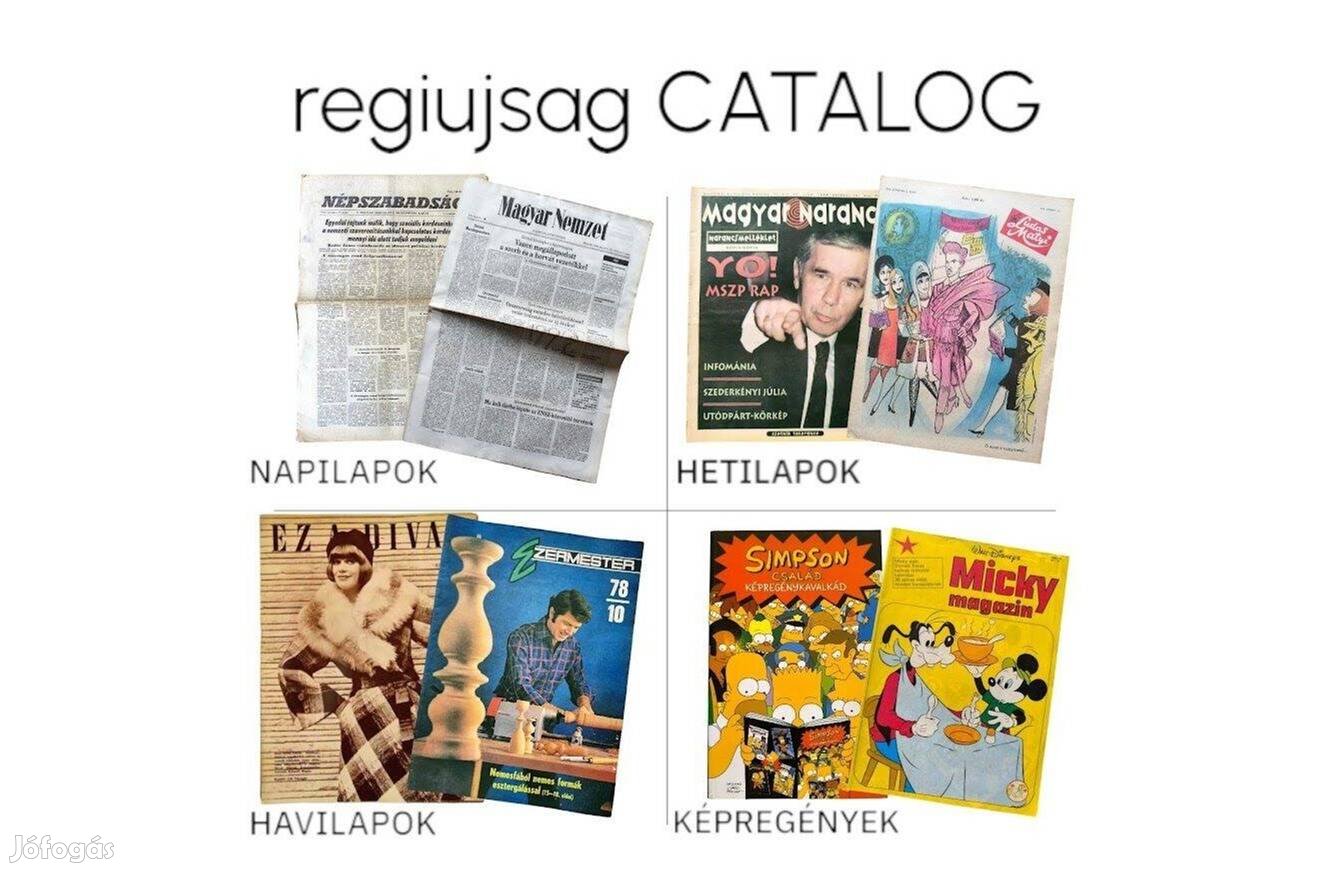 Eredeti, régi napilapok, hetilapok, havilapok, képregények