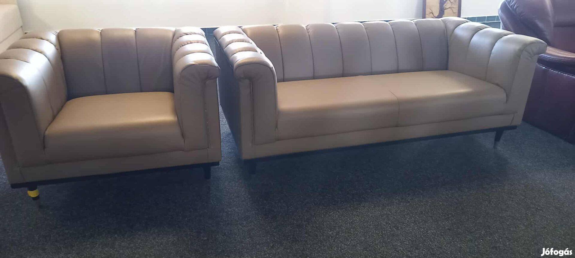 Eredeti bőr 3-as kanapé, fotellel Block