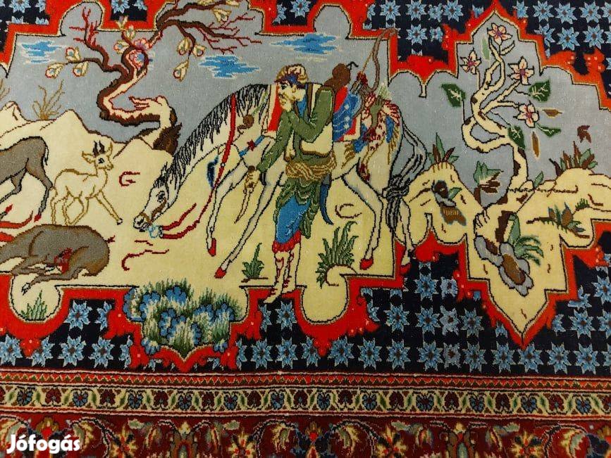 Eredeti iráni qoum 80x117 kézi csomózású gyapjú perzsa szőnyeg FF_10