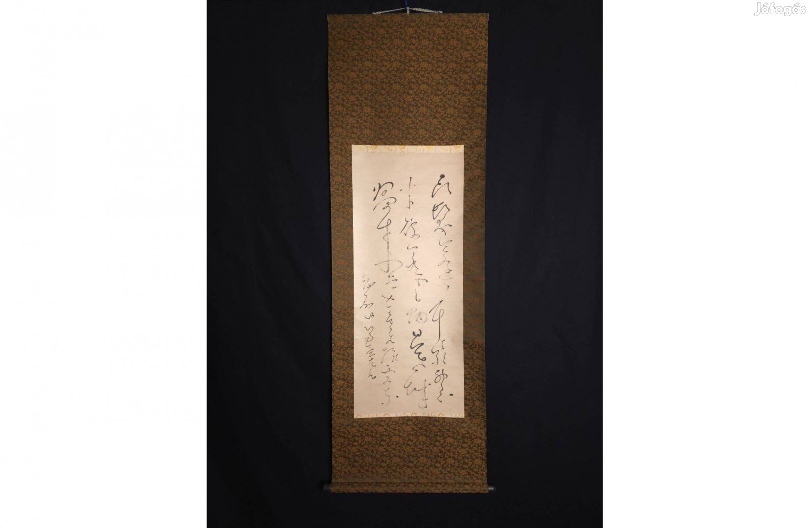 Eredeti japán kakejiku, zen kalligráfia, selyem szereléssel,