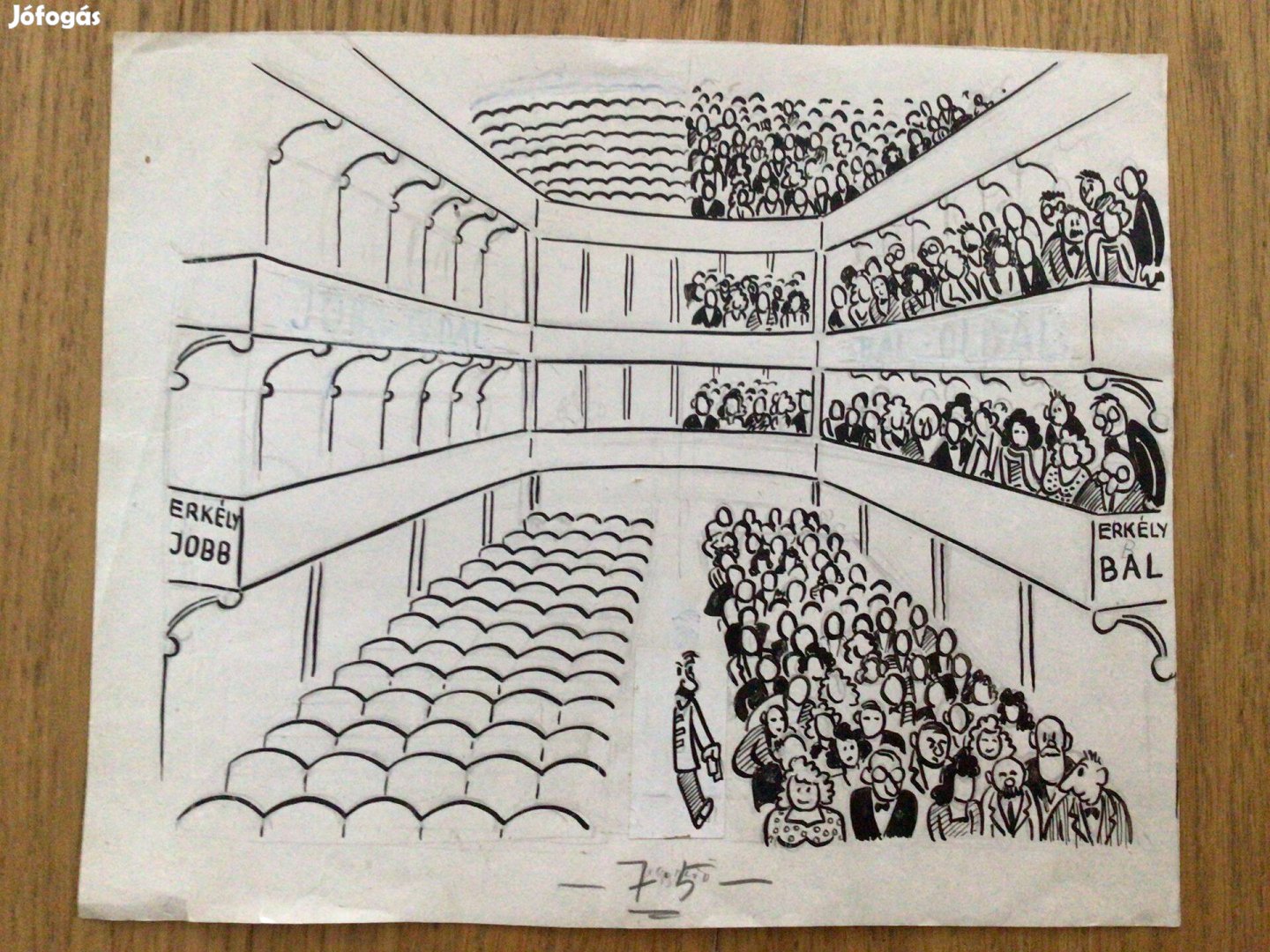 Eredeti karikatúra rajza a Szabad Száj c. lapnak Korszerű színház, 23