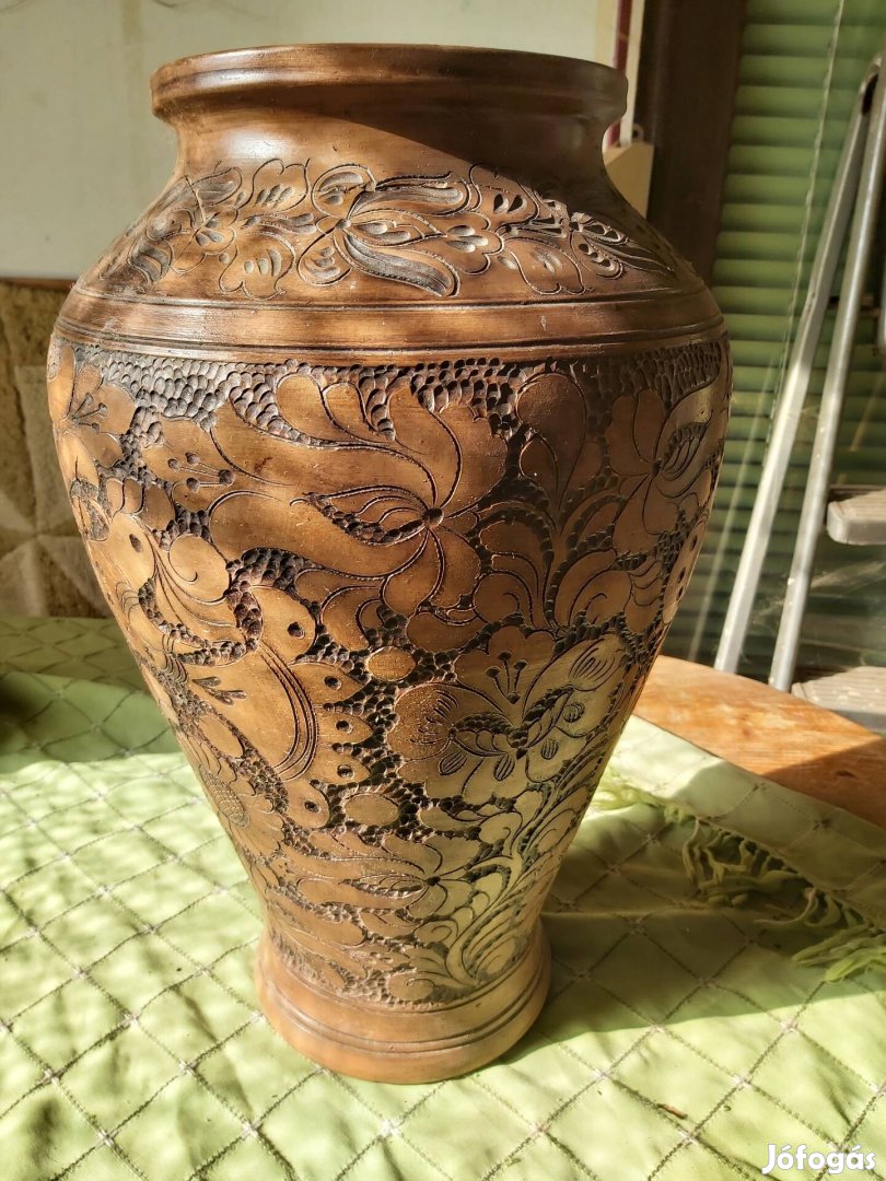 Eredeti korongozott faragott korondi váza, 53cm