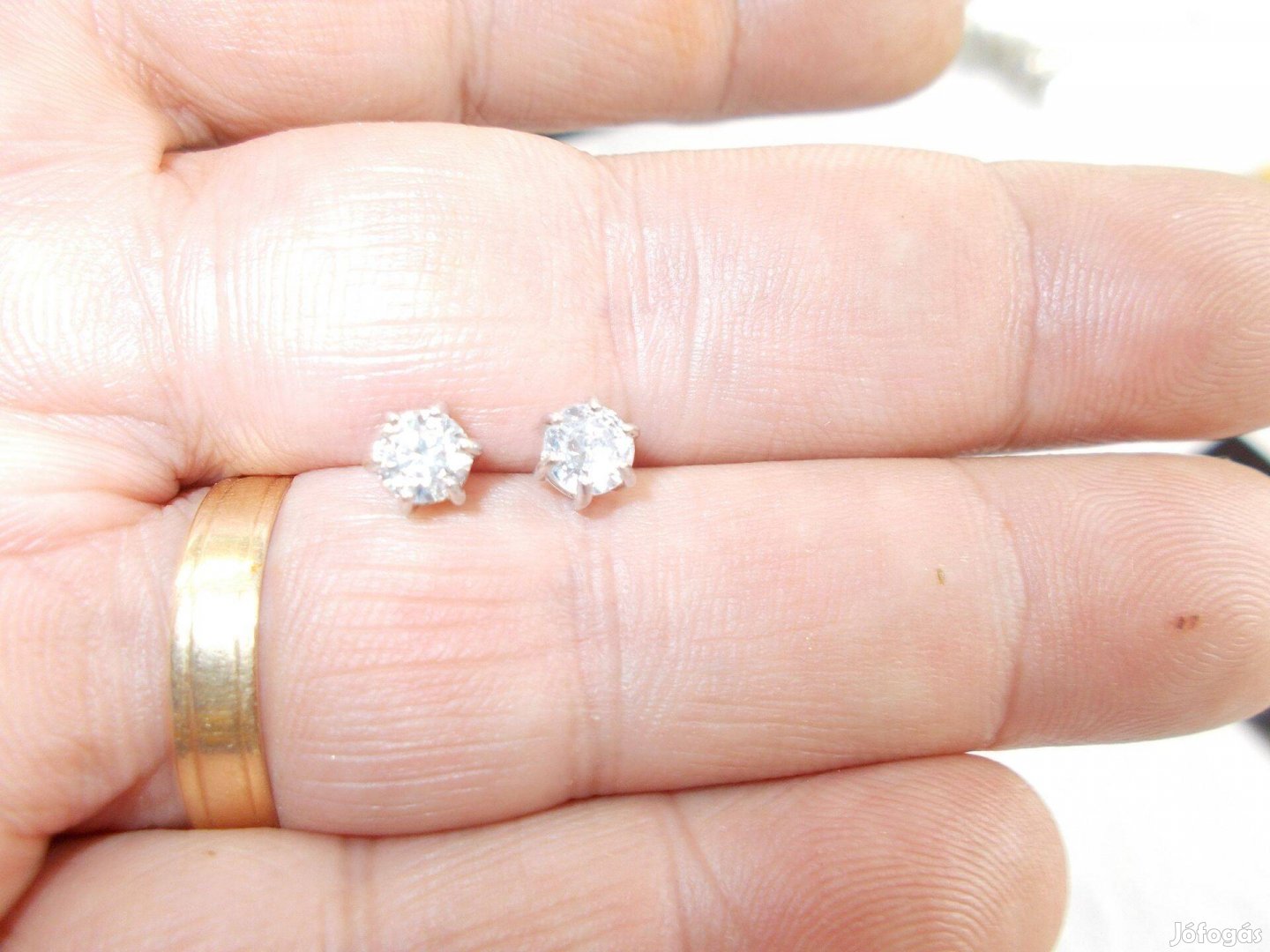 Eredeti laboratóriumi gyémánt 2x0,5ct=1ct fülbevaló, foglalat: ezüst