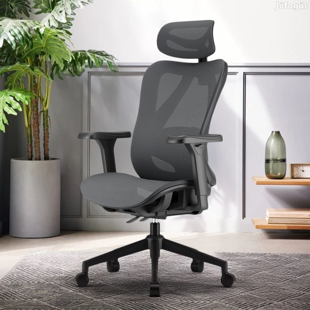 Ergonomikus irodai szék, forgószék, fekete T15 hálós