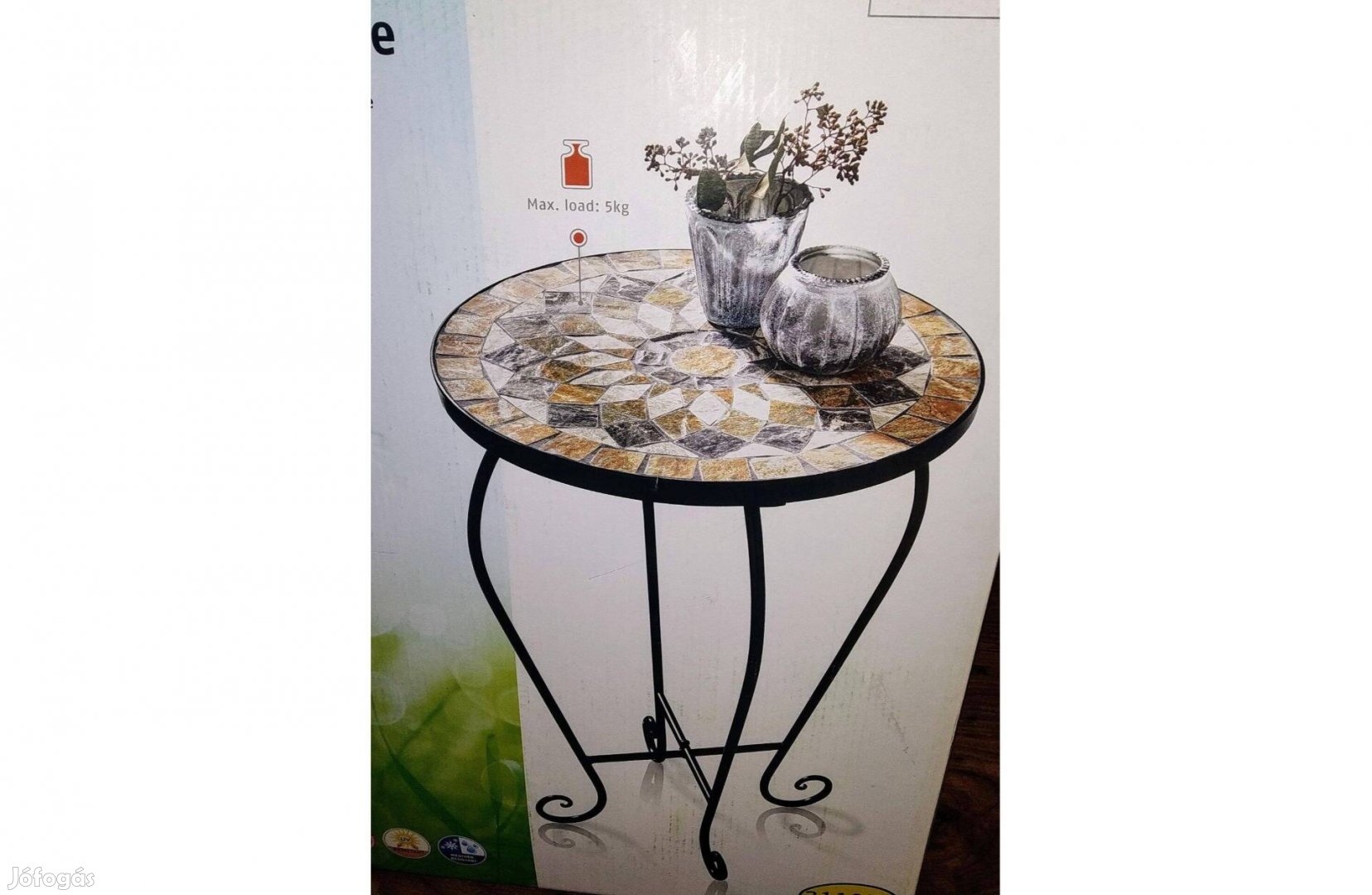 Erkély terasz asztal 35X60 CM Natúrkő Berakással Új Sok