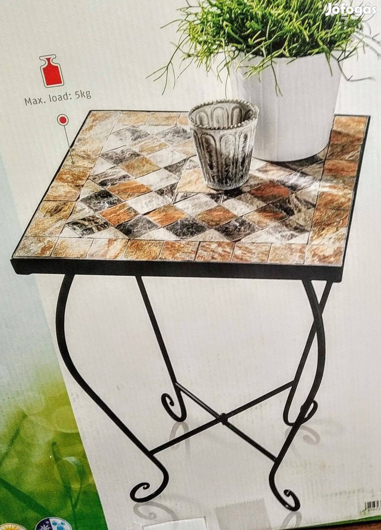 Erkély terasz asztal 35X60 CM Natúrkő Berakással Új Sok