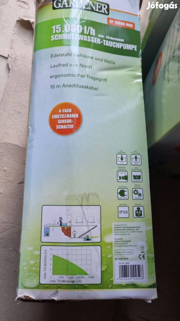 Erős 750W-os szintszabályzós szennyvíz szivattyú,