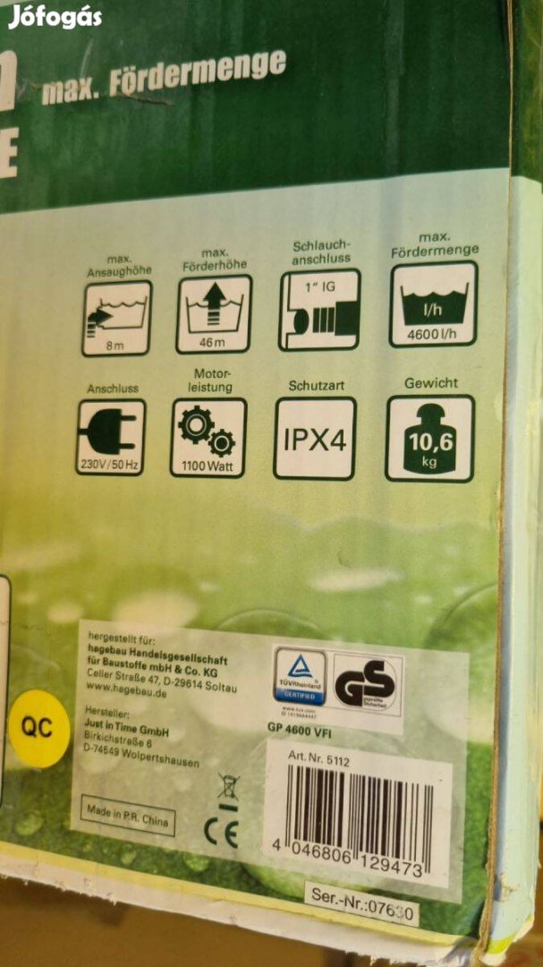 Erős kerti szivattyú magas 4600liter/óra vízhozammal, szűrővel