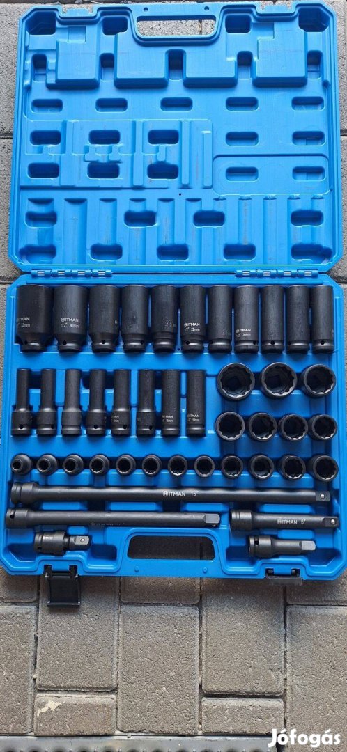 Erősített 1/2" 12-lapfejű dugókulcs készlet