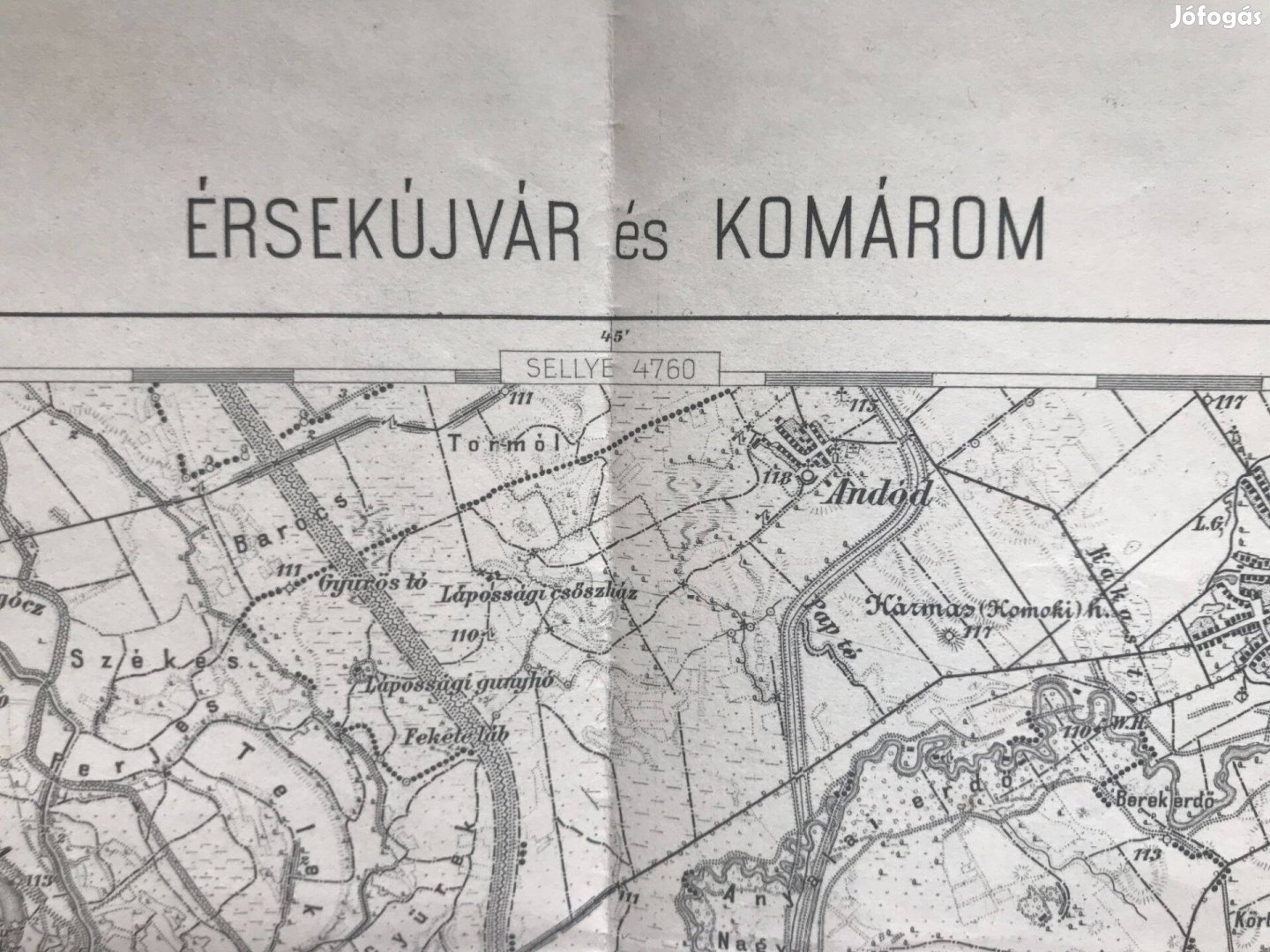 Érsekújvár és Komárom térkép az 1920-as évekből