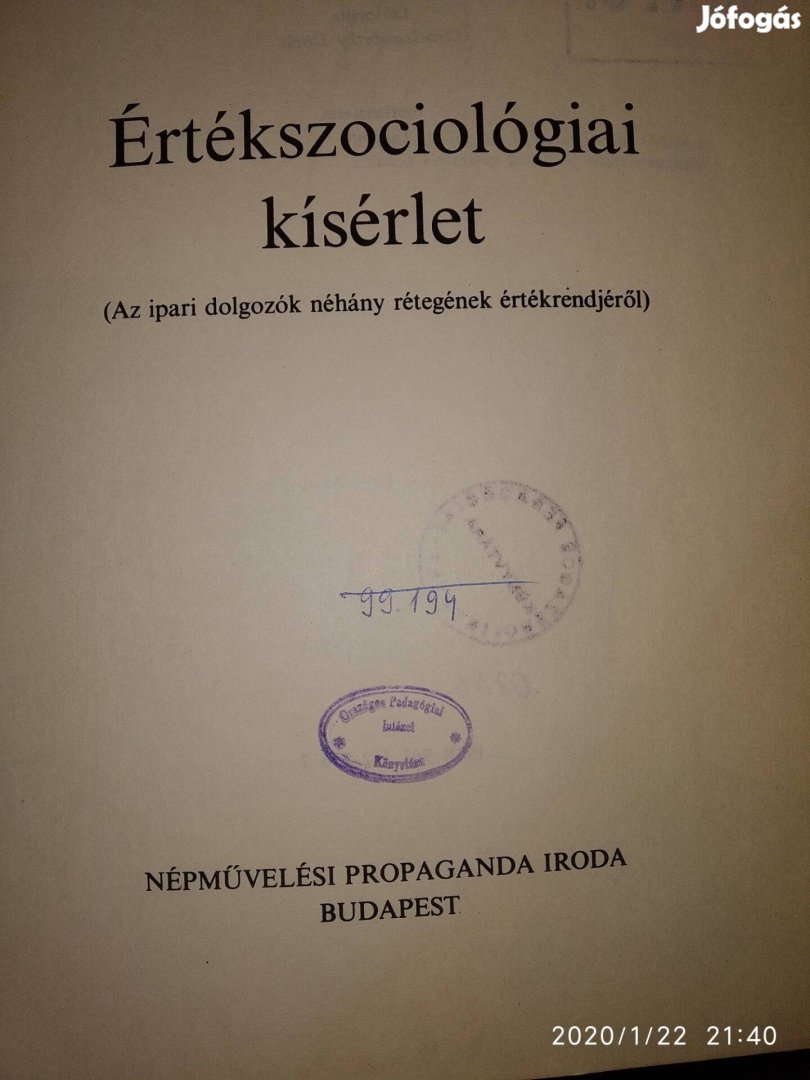 Értékszociológiai kísérlet Hankiss Elemér