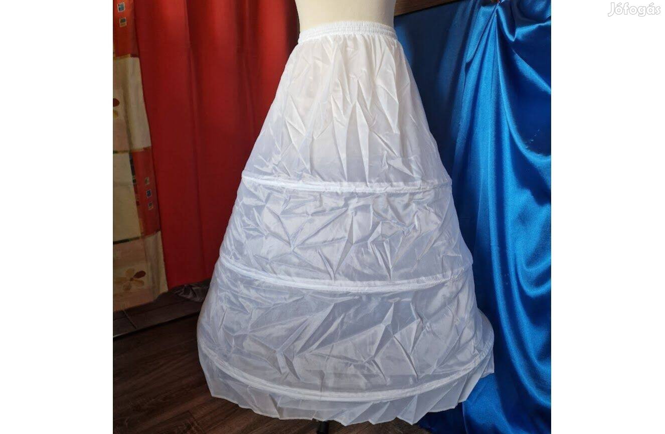 Esküvő ASZ03A - 3 körös fehér selyem menyasszonyi