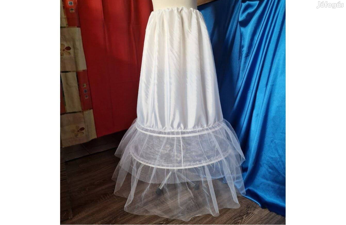 Esküvő ASZ75 - 2 körös fodros fehér selyem menyasszonyi