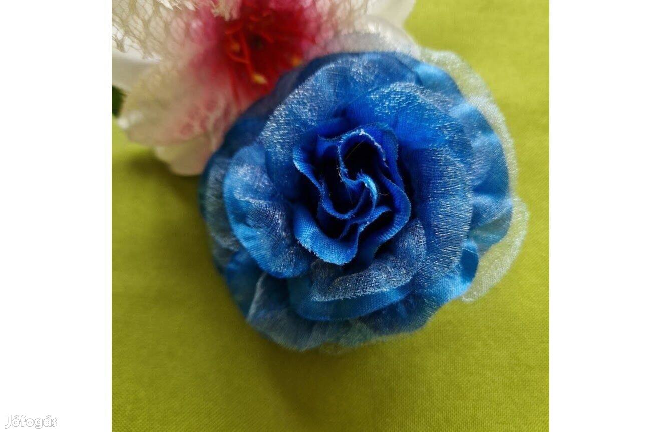 Esküvő BCS14C - Kitűző, hajdísz, hajgumi - 80mm-es kék