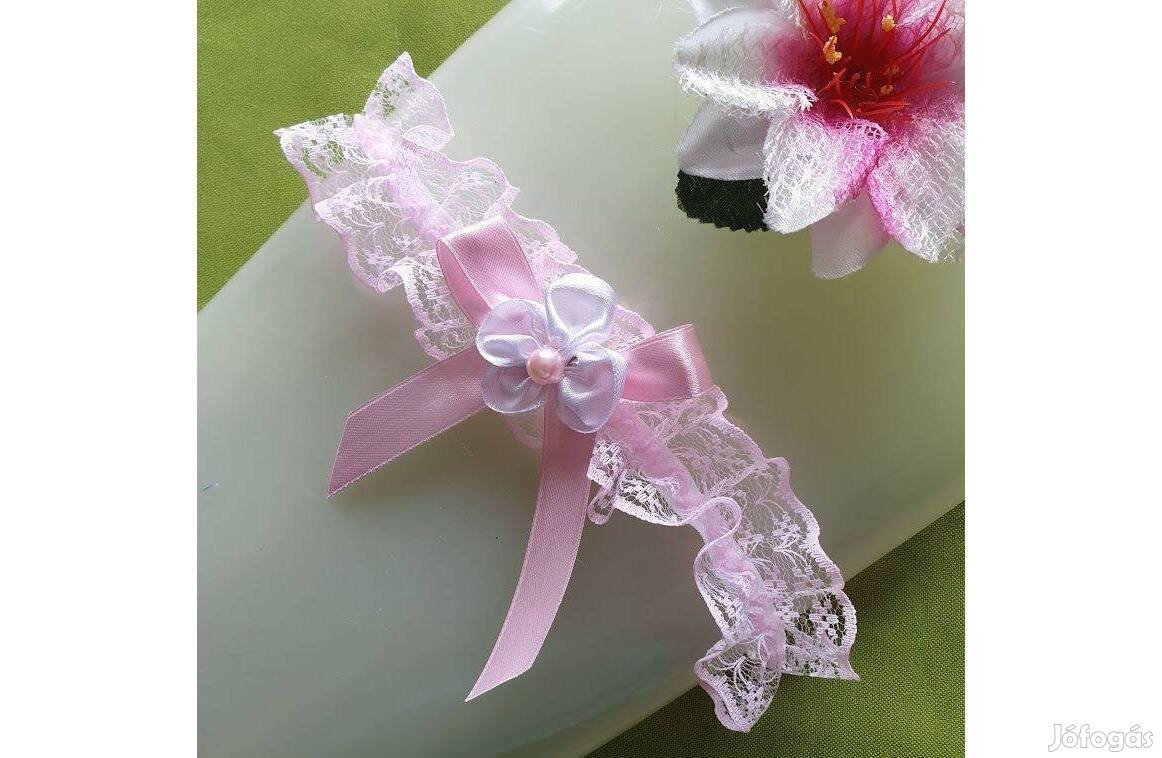 Esküvő Hak42 - 45mm-es Rózsaszín színű virágos csipke Harisnyakötő, Co