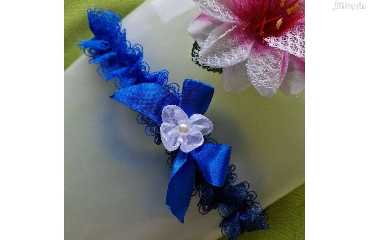 Esküvő Hak66 - 35mm-es kék színű dupla virágos csipke Harisnyakötő, Co