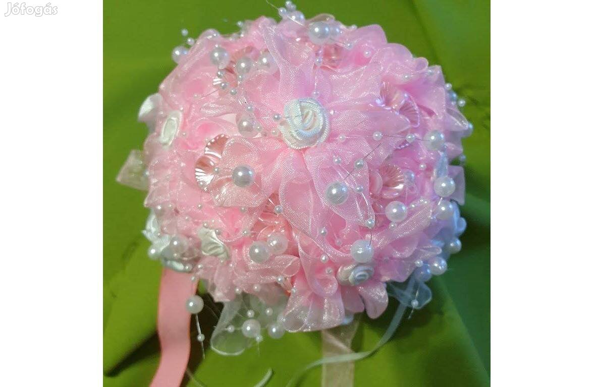 Esküvő MCS09 - Menyasszonyi csokor fehér közepű rózsaszín és fehér vir