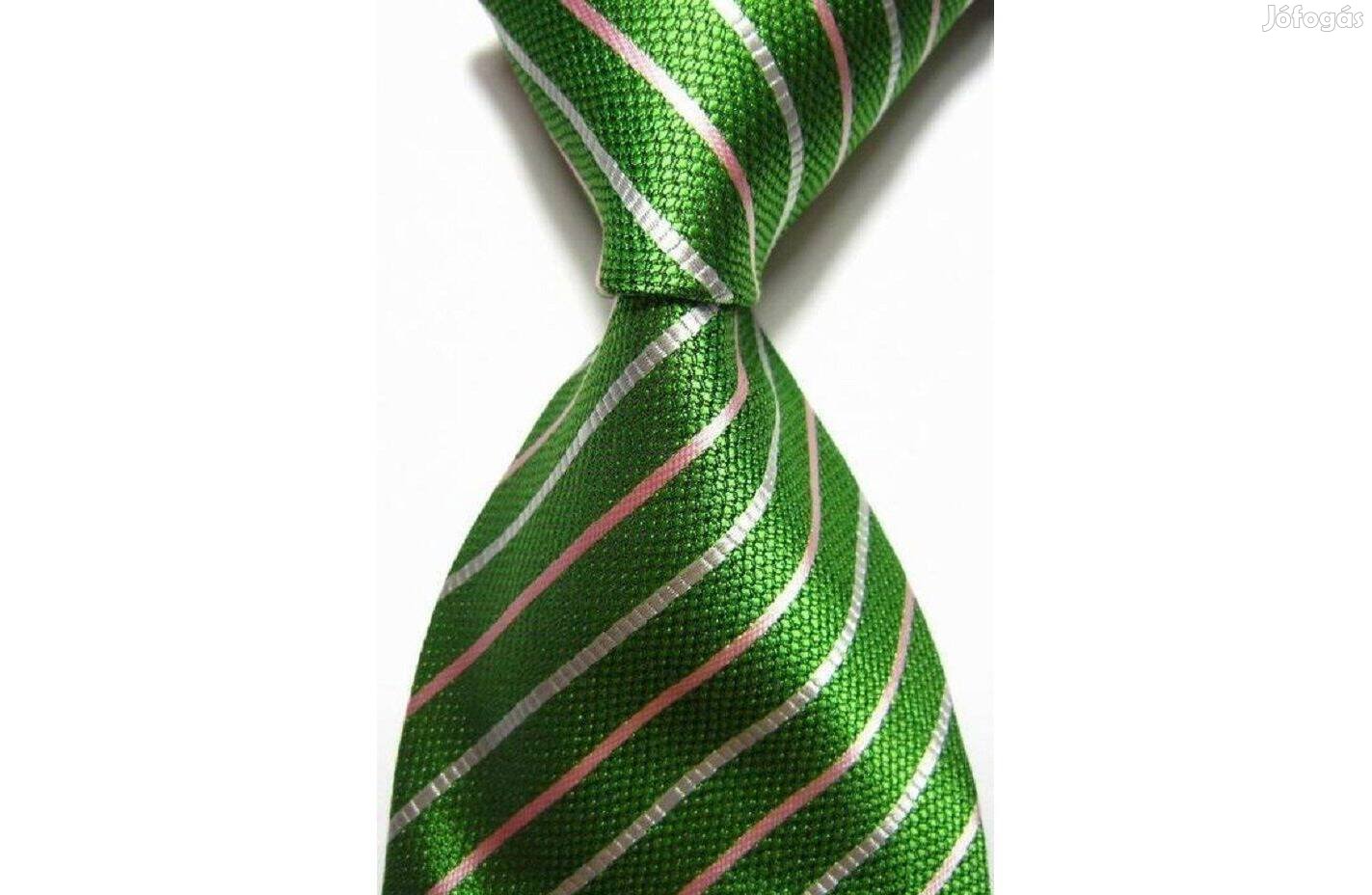 Esküvő NYK42 - Verie GOD selyem nyakkendő - zöld csíkos