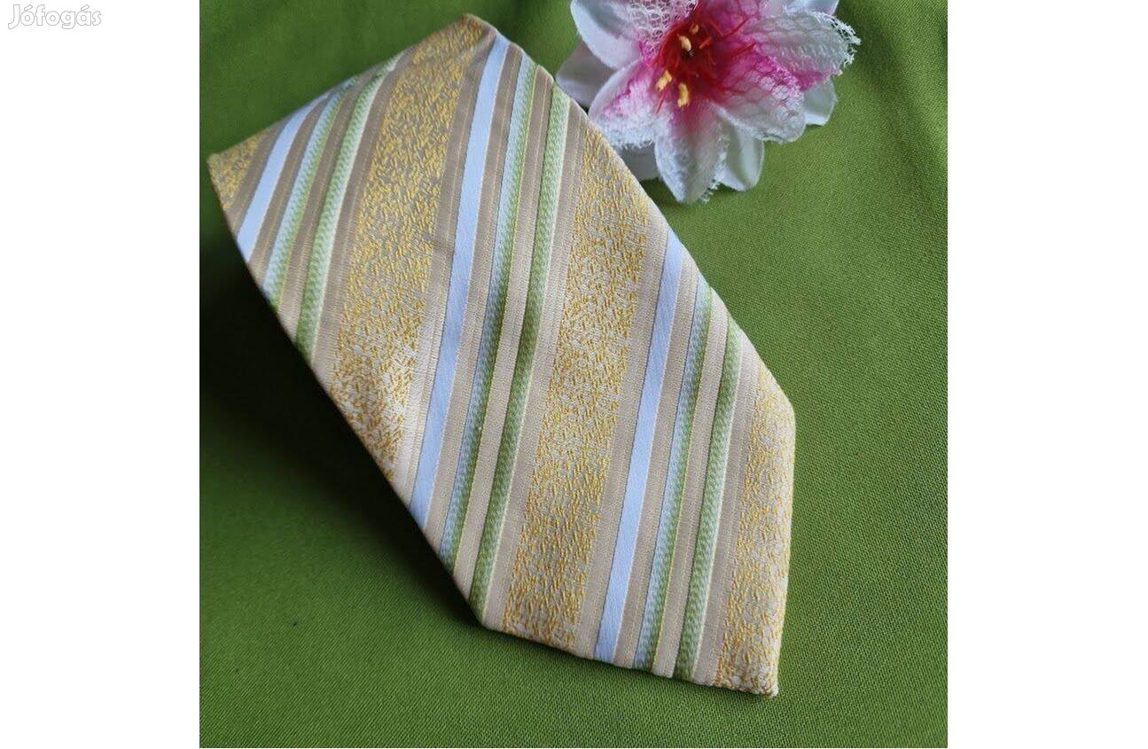 Esküvő NYK55 - Sárga csíkos selyem nyakkendő