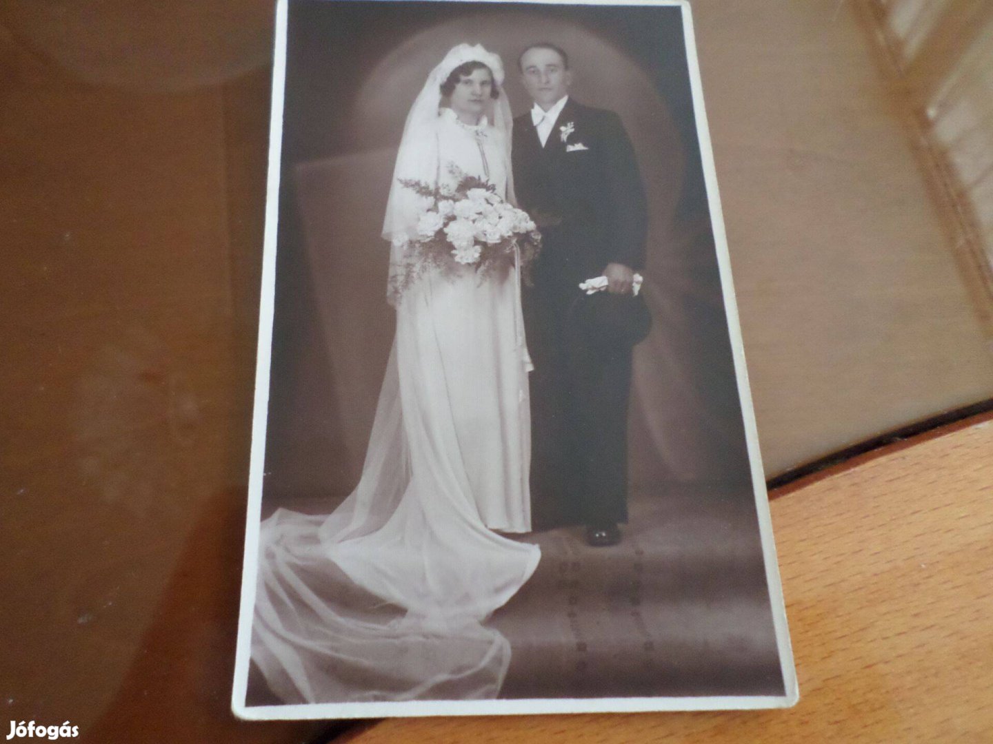 Esküvői fotó, Zách Fotó Pécs 1937. XII. 11. képeslap