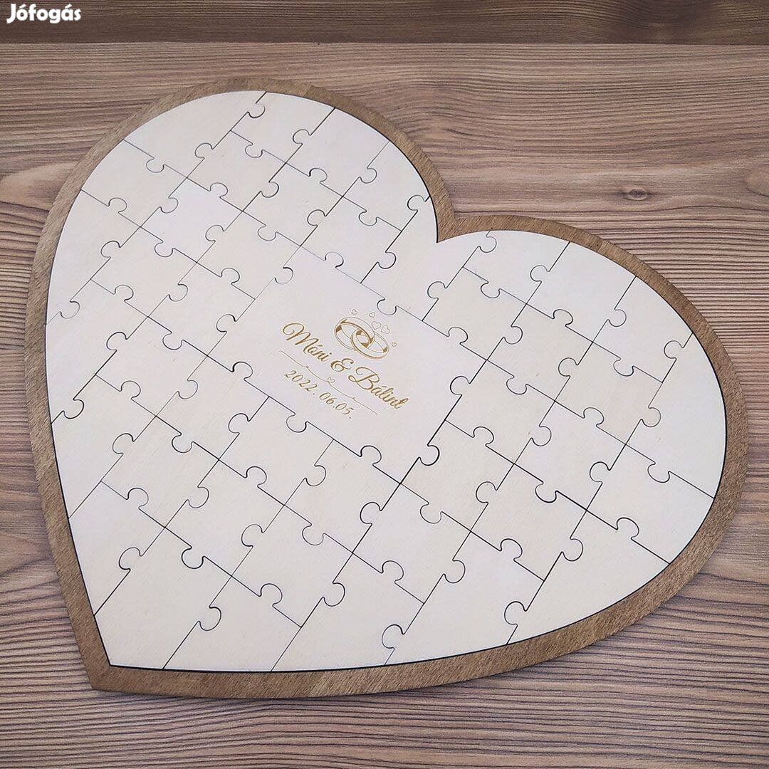 Esküvői szíves puzzle vendégkönyv