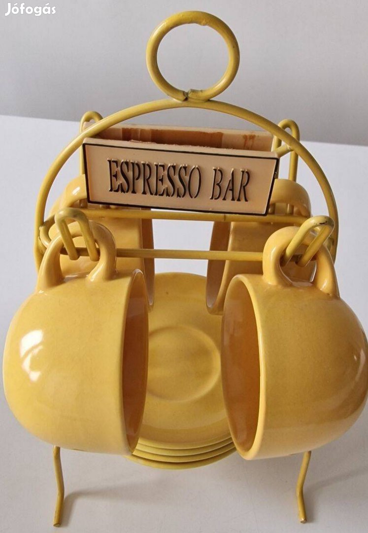 Espresso Bar kávéscsésze készlet szett állvánnyal tartóval - új