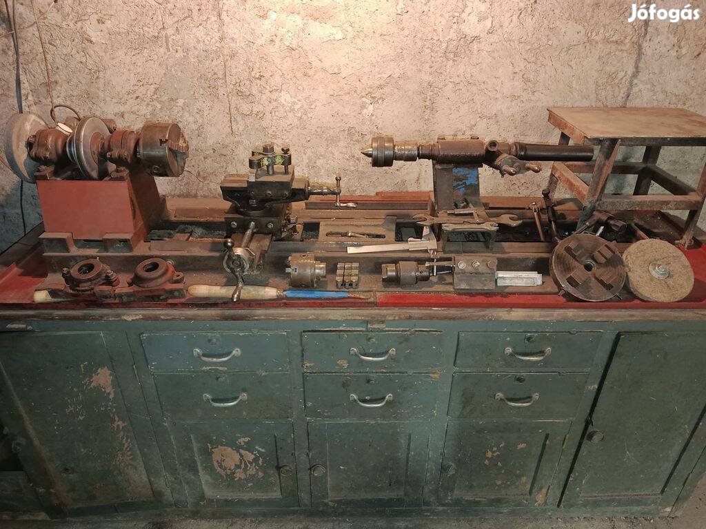 Eszterga saját építésű fára és fémre, kipróbálható,