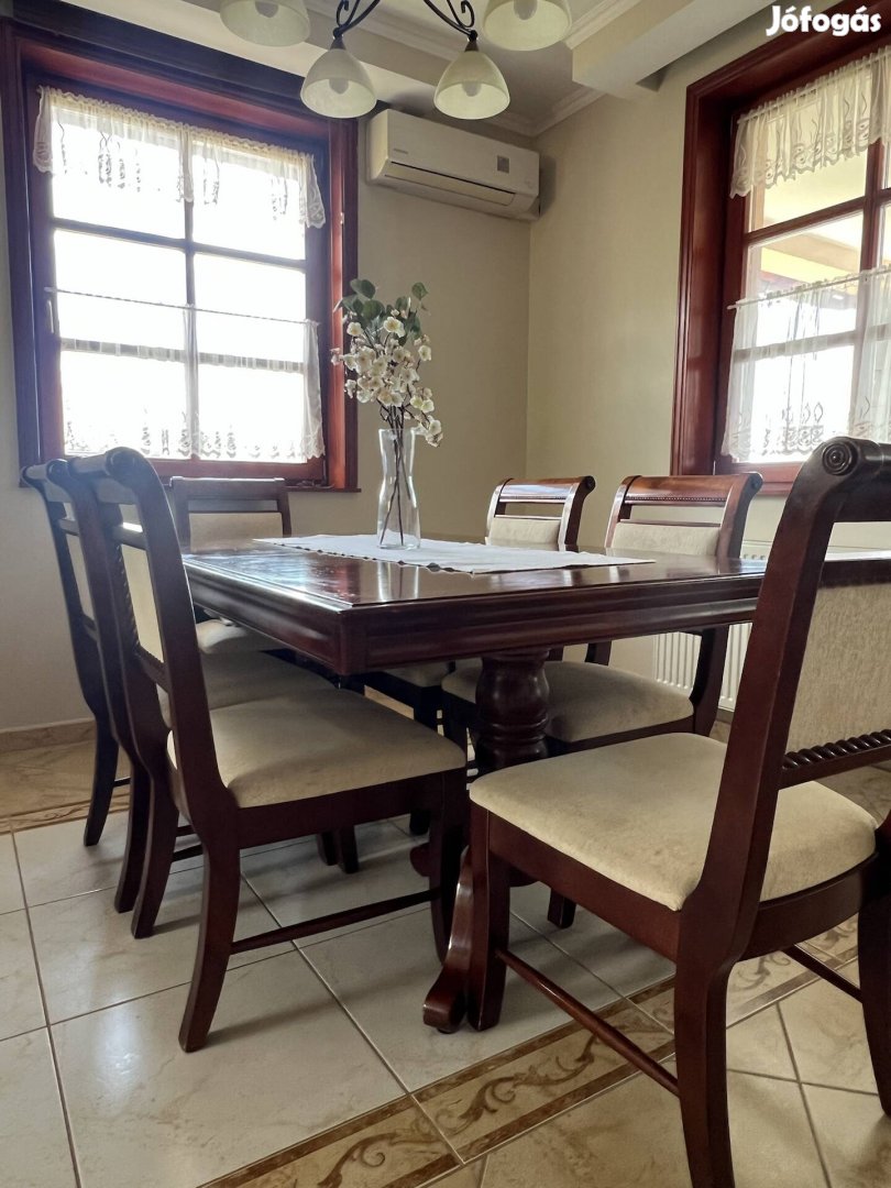 Étkezőasztal+szék luxus tömör fa