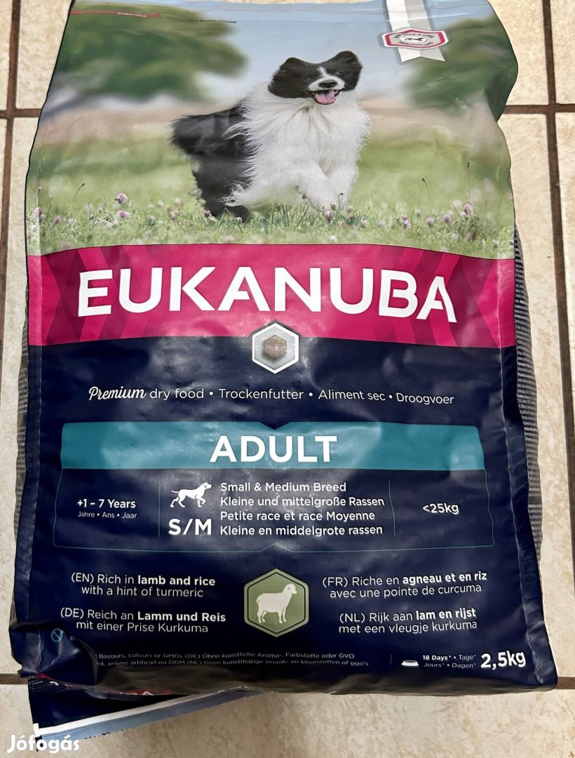 Eukanuba Adult 2,5 kg kutyatáp bontatlan