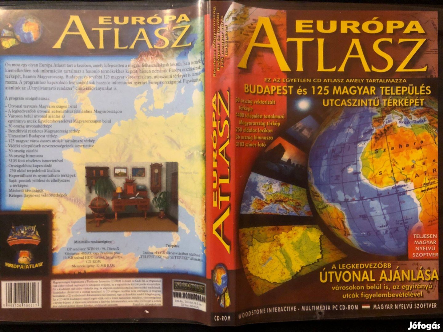 Európa atlasz (Budapest és 125 település utcaszintű térképe) PC