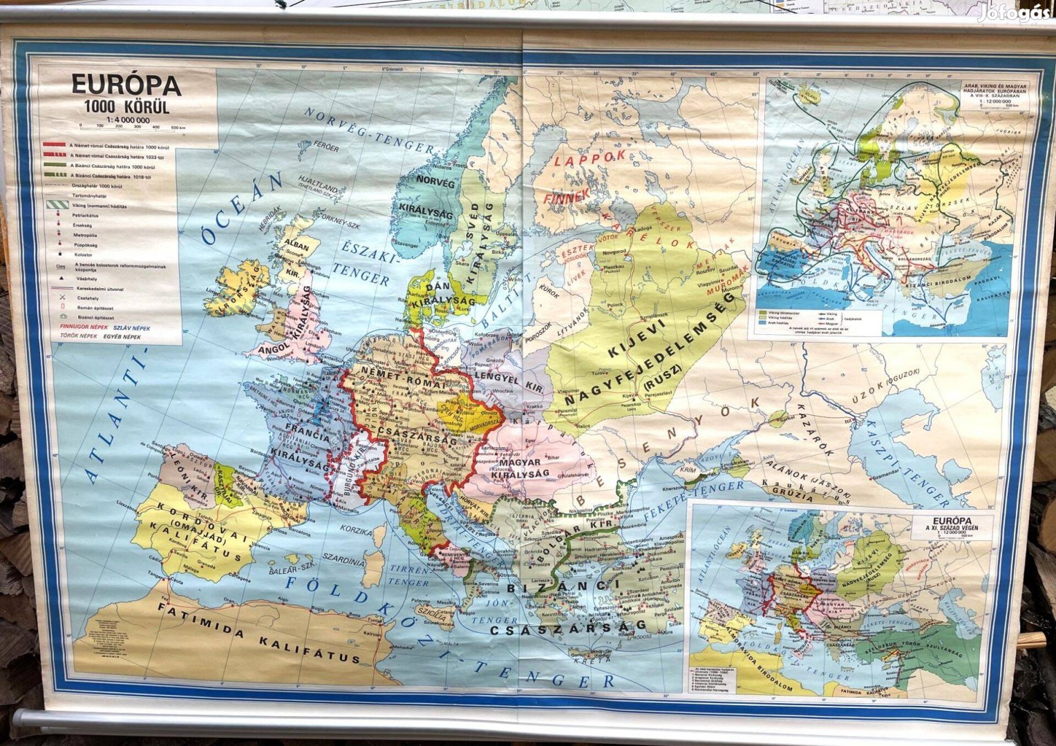 Európa nagyméretű iskolai fali térkép - Eu 1000 körül és a XV. század