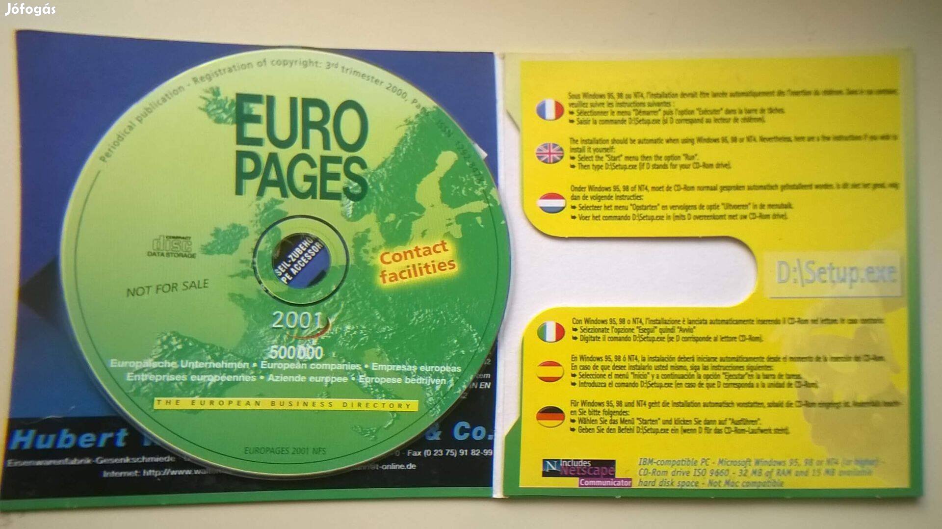 Europages , Európai Üzleti Telefonkönyv CD 2001 , új