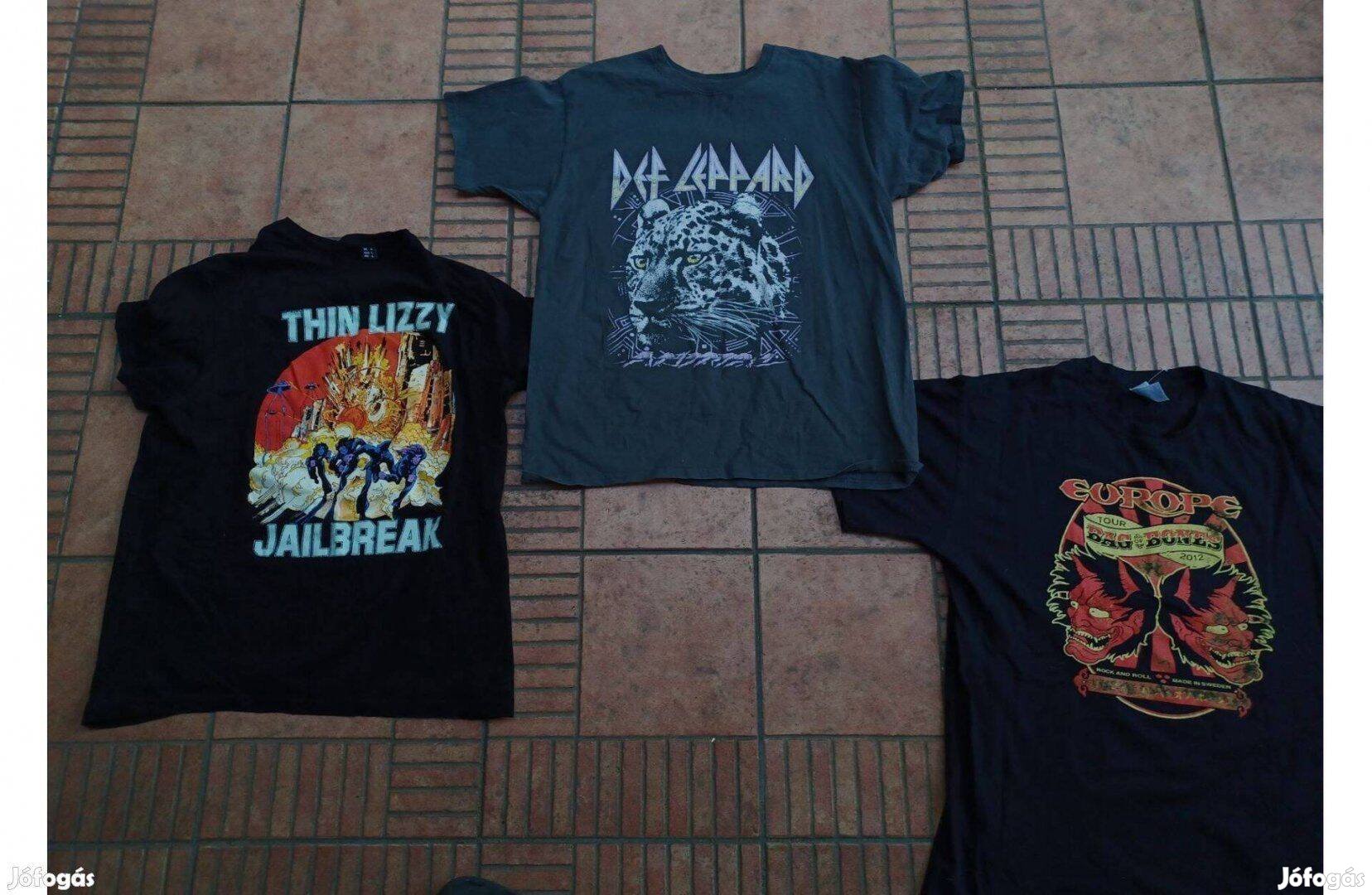 Europe Thin Lizzy Def Leppard rajongói Rock motoros póló L XL 3db