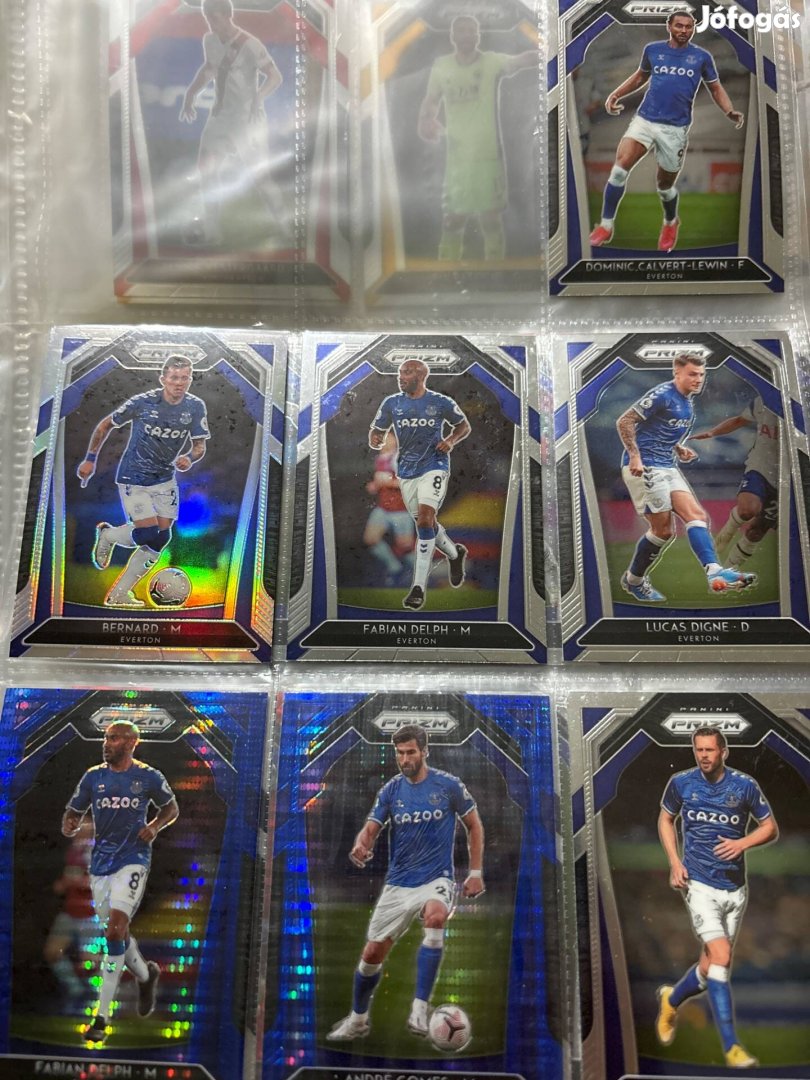 Everton Panini Prizm focis kártyák