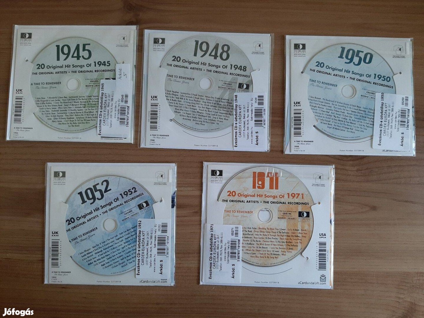 Évszámos CD-s üdvözlőlap Cardex 1945 1948 1950 1952 1971